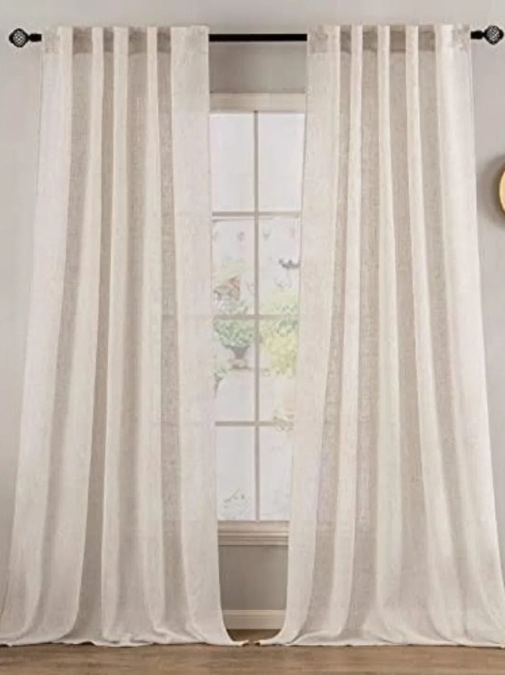 MIULEE Natural White Linen Curtains 52x94 Inch Length 2 Panels